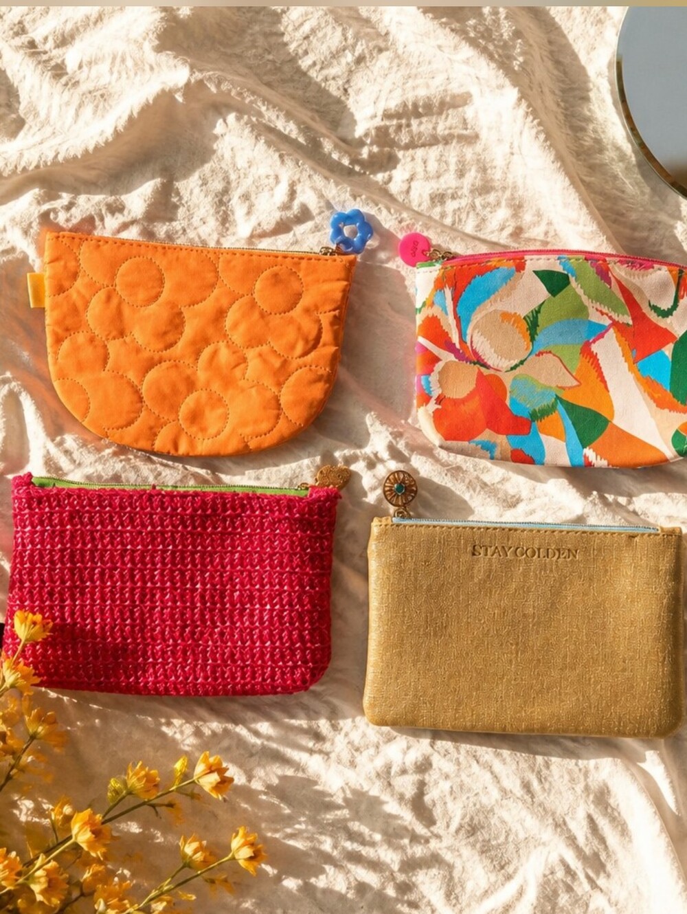 4 For 1 ipsy multicolor & orange cosmetic bag set